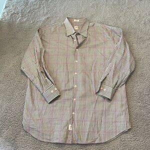 Peter Millar Shirt Mens Extra Large Black & pink green Check Long Sleeve Button